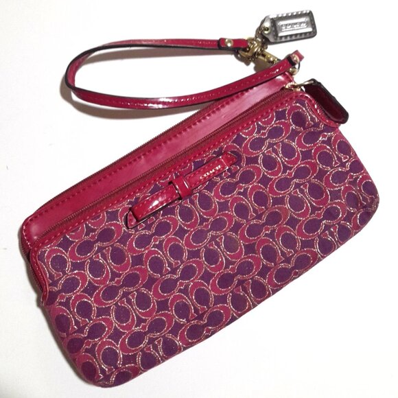 Coach Wristlet Purse Pink/Purple Gold Card Coin Paper Money Slots Minimalist - Picture 2 of 8